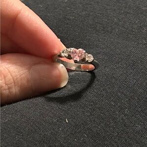 Elegant Pink and Silver Women's Ring